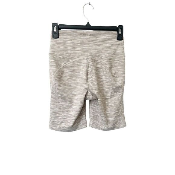 Outdoor Voices Flow‎ 7” Athletic Fold Over High Rise Bike Tan Heathered Shorts - Picture 3 of 4
